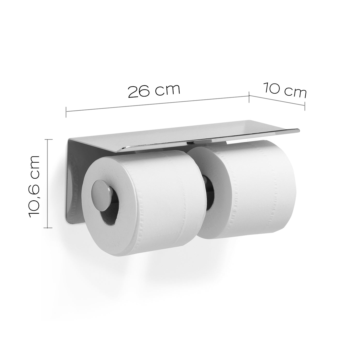 Portarotolo doppio coperto con piano di appoggio in Acciaio Inox AISI 304 di Gedy - Lucido