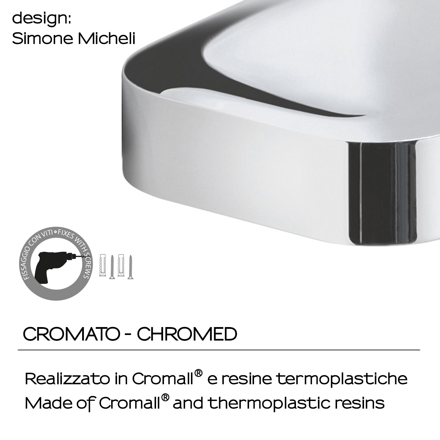 Portasapone inamovibile in Cromall Outline di Gedy - Cromato