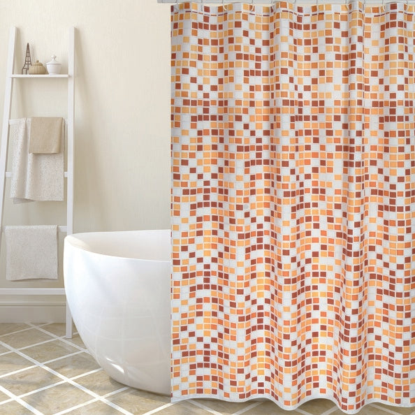 Tenda doccia in poliestere modello Mosaico 180 x 200 cm - Multicolore/Beige