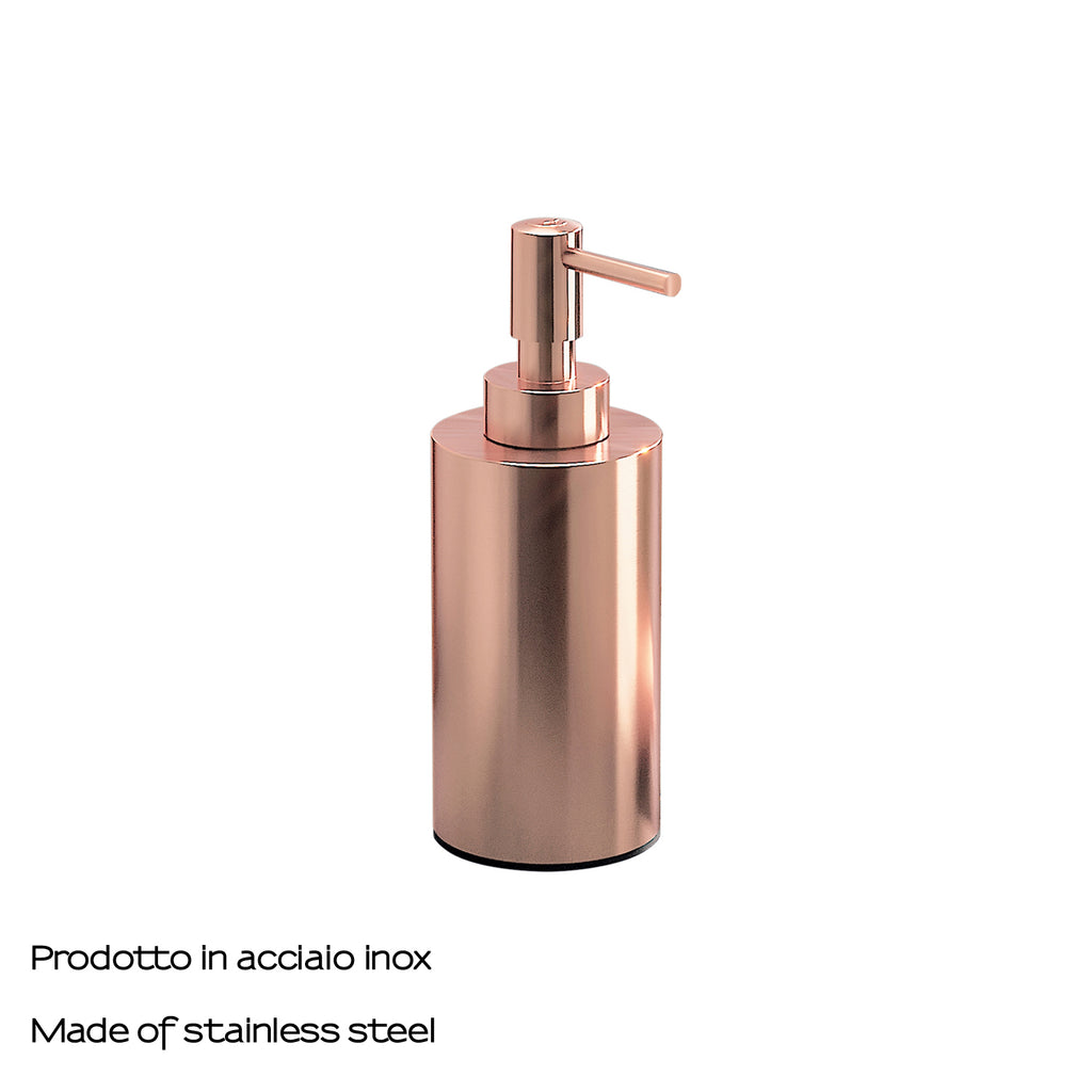 Dispenser sapone in Acciaio Inox con erogatore in plastica ramata di Gedy serie Elettra - Rame