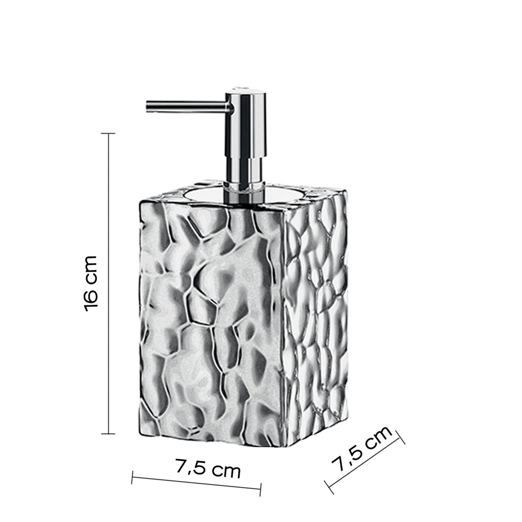 Dispenser sapone in ceramica con erogatore cromato Gedy modello New Martina - Argento