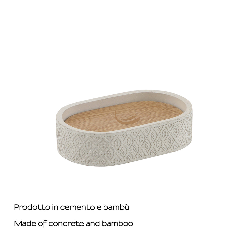 Portasapone in cemento e bambÃ¹ Gedy serie Afrodite - Grigio