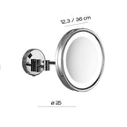 Specchio ingranditore Vincent 5X da muro con luce LED - Cromato