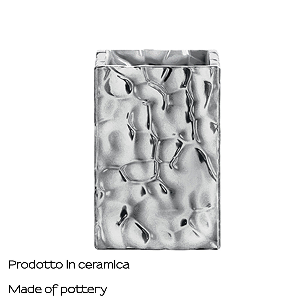 Portaspazzolini in ceramica Gedy modello New Martina - Argento