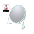 Specchio ingranditore da tavolo su base in acciaio modello Akira colore verde ghiaccio opaco