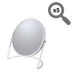 Specchio ingranditore da tavolo su base in acciaio modello Akira colore bianco opaco