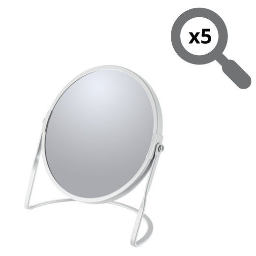 Specchio ingranditore da tavolo su base in acciaio modello Akira colore bianco opaco