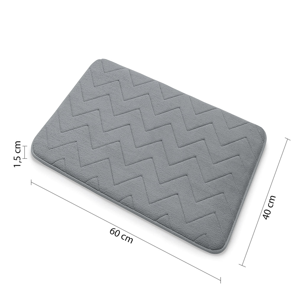 Tappeto 40x60 in memory foam con fondo antiscivolo Mousse di Gedy - Grigio