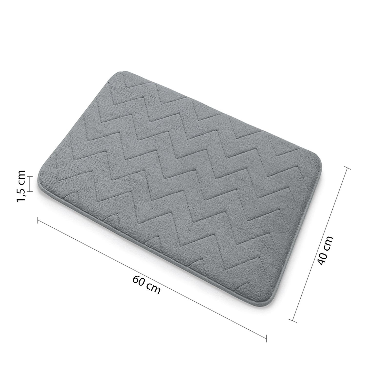 Tappeto 40x60 in memory foam con fondo antiscivolo Mousse di Gedy - Grigio