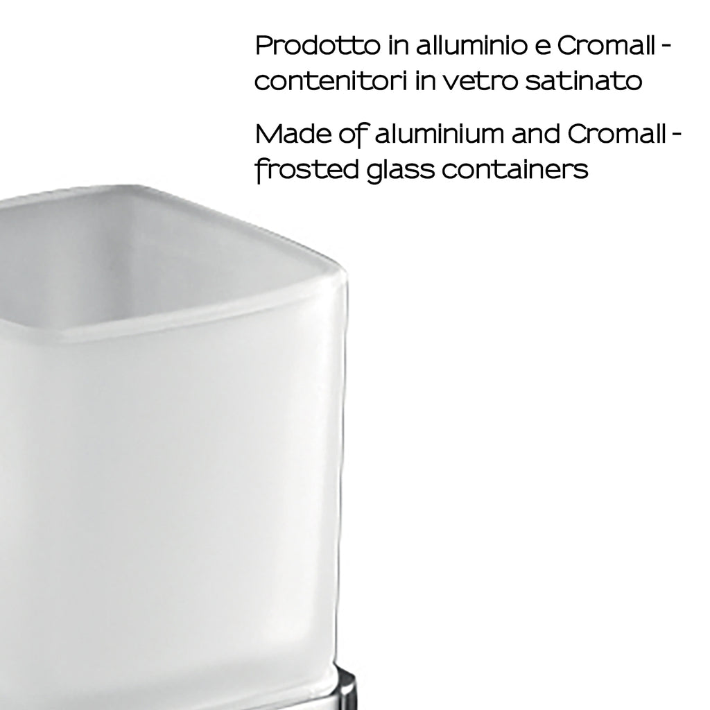 Portaspazzolini da appoggio con contenitore in Vetro satinato di Gedy serie Lounge - Cromato