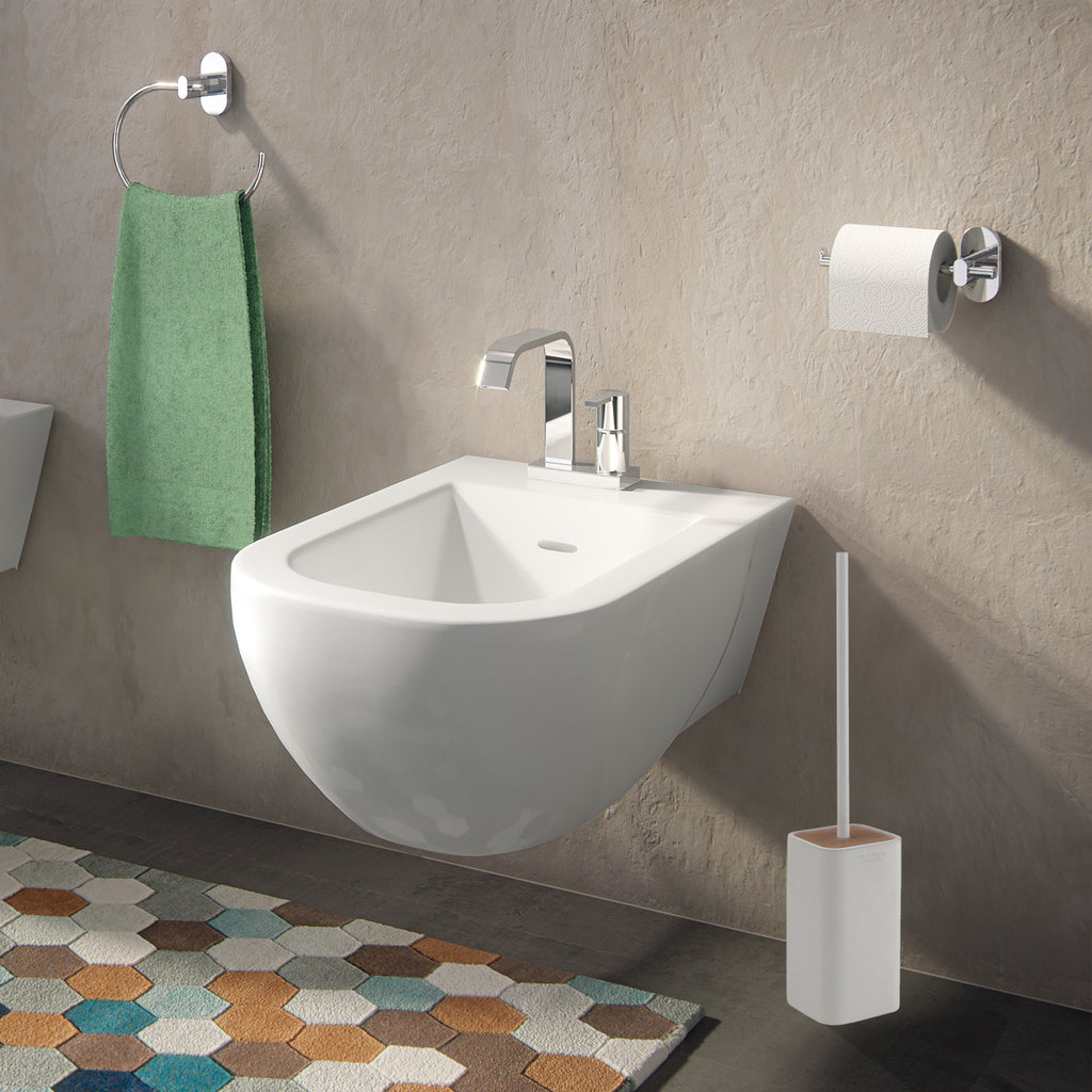 Scopino da appoggio con ciuffo in setole Gedy modello Ninfea - Bianco Matt