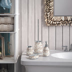 Portaspazzolini in ceramica e madreperla Gedy serie Marina - Crema