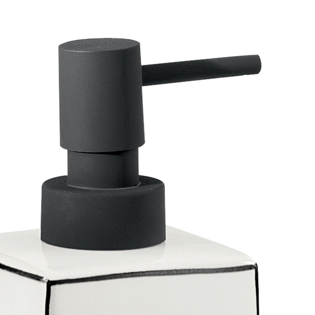 Dosasapone in ceramica Gedy serie Lucrezia con erogatore in plastica nera - Bianco