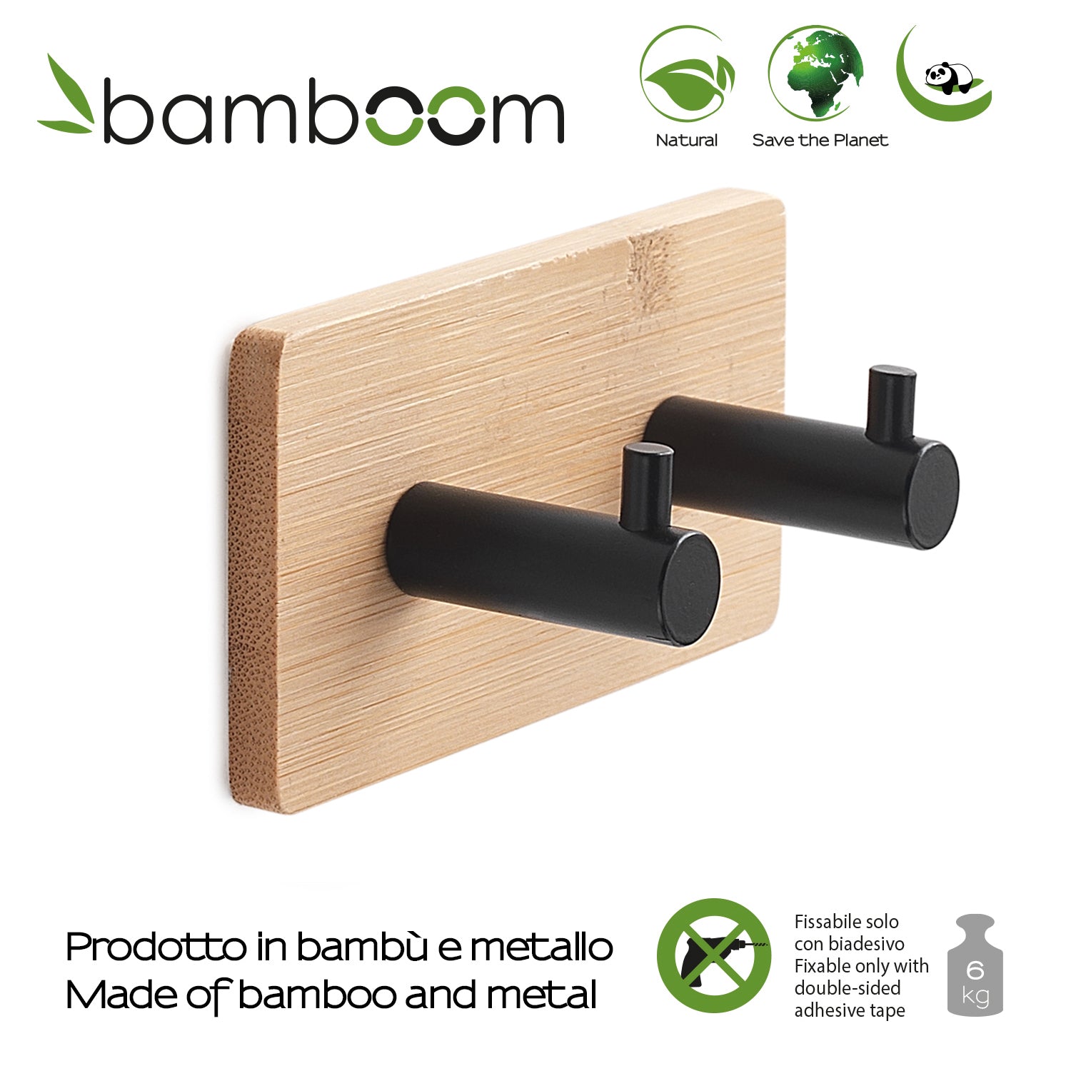Appendini modello Juncos doppio quadrato di colore bambu'/nero