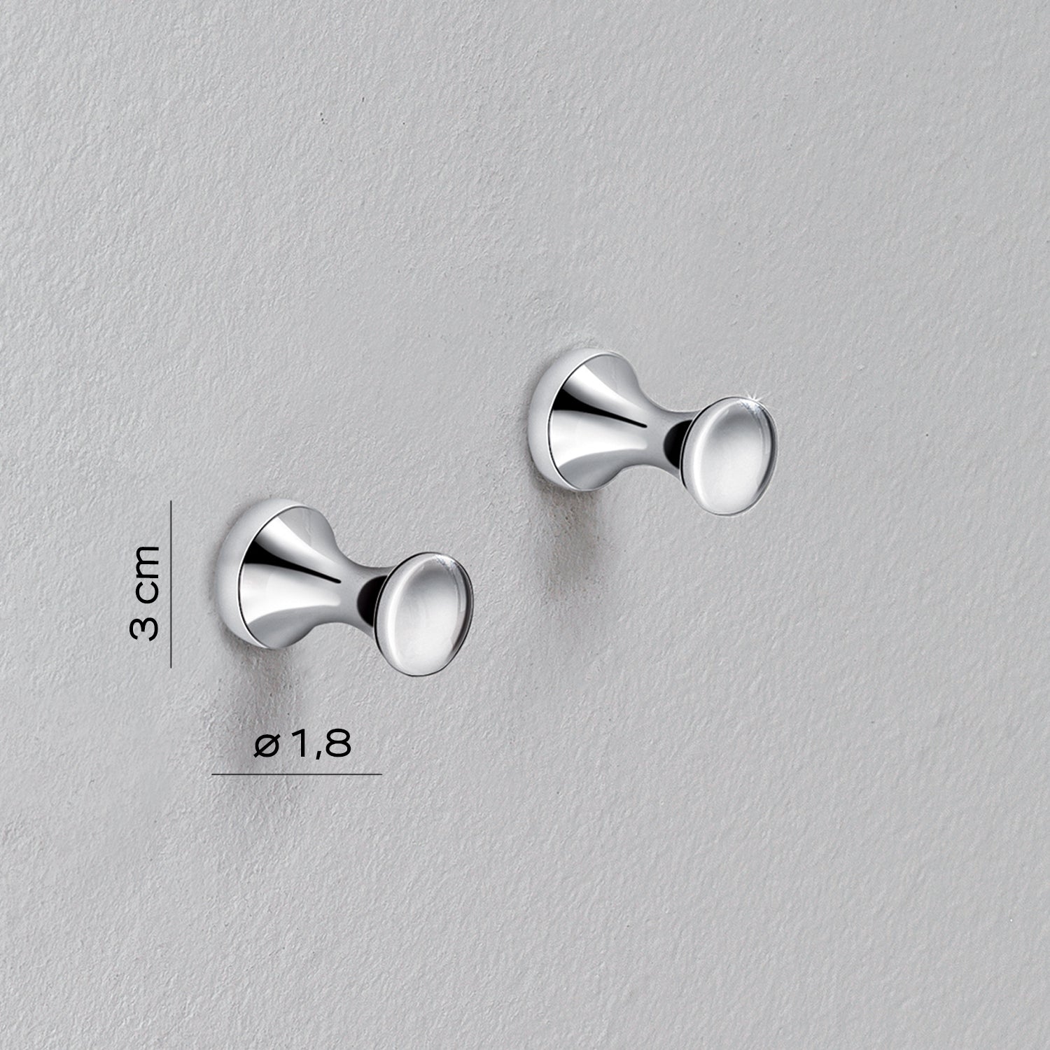 Appendiabiti 2 pezzi  separati modello Ciclope in cromo