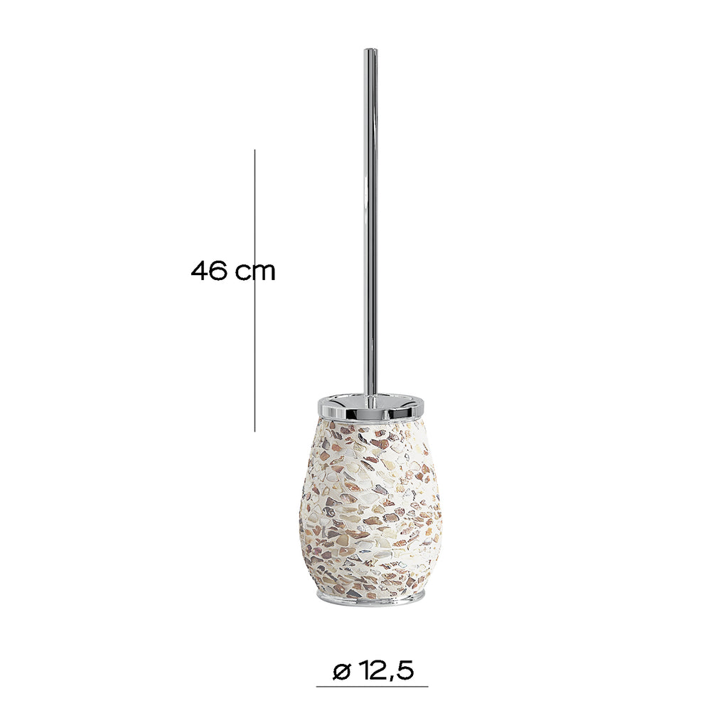 Scopino in ceramica e madreperla con ciuffo in setole Gedy serie Marina - Crema