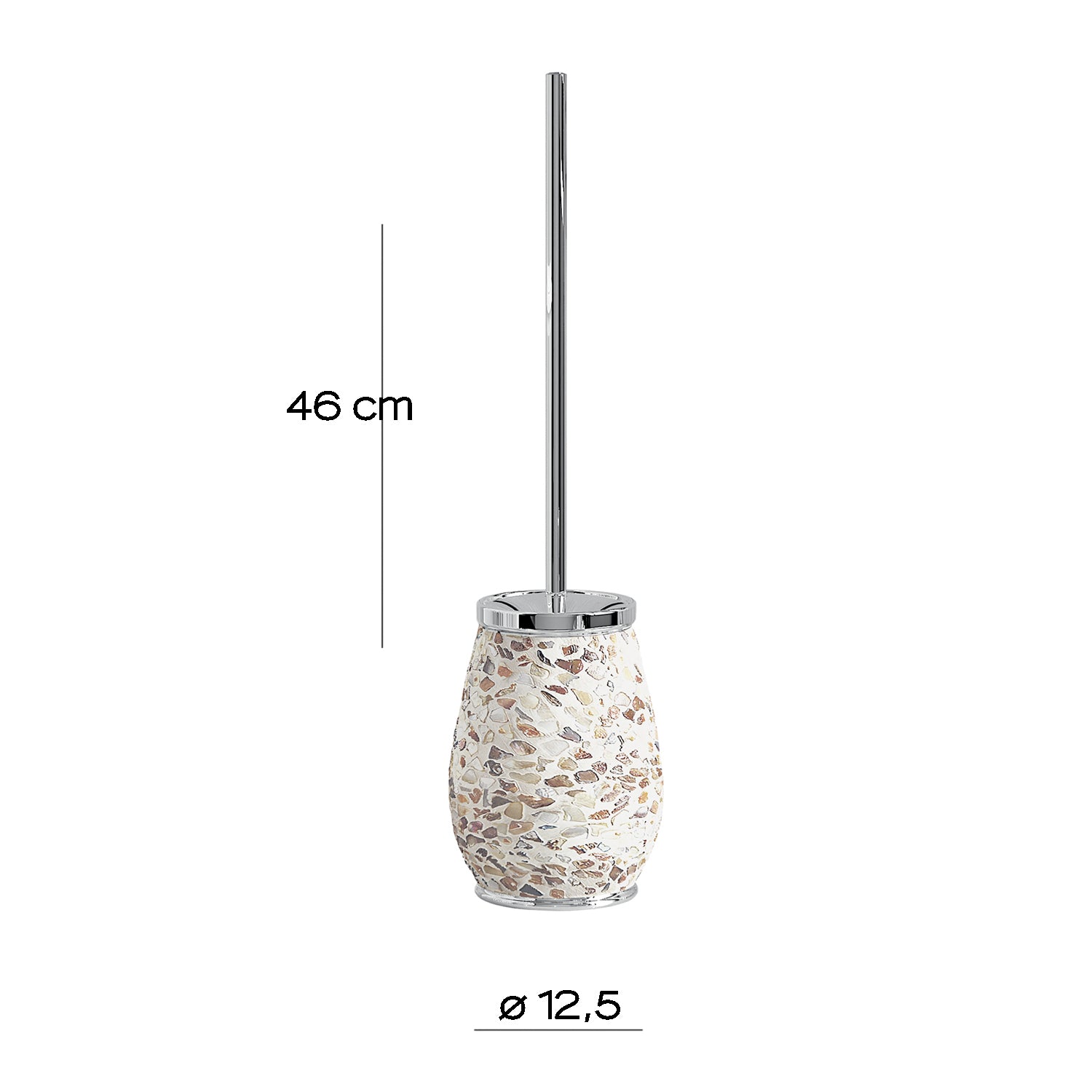 Scopino in ceramica e madreperla con ciuffo in setole Gedy serie Marina - Crema