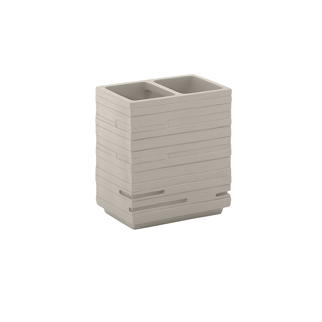 Portaspazzolini da appoggio in resina Gedy serie Quadrotto - Tortora chiaro