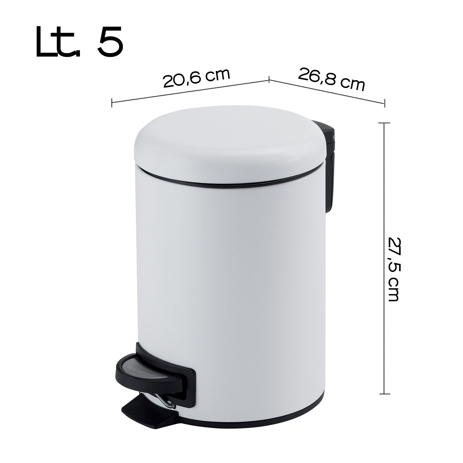 Portarifiuti 5 lt in Acciaio Inox modello Potty di Gedy - Bianco Matt