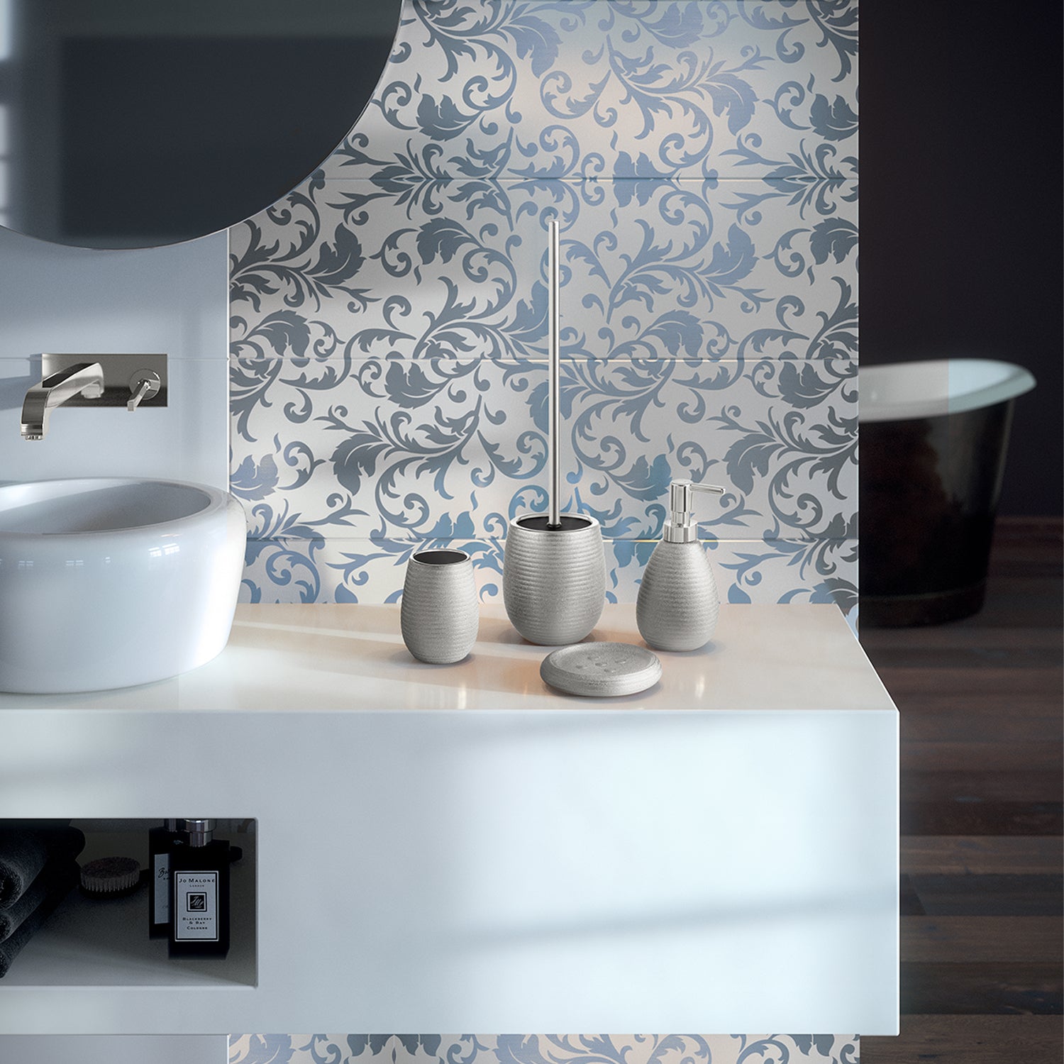 Portasapone da appoggio in ceramica Gedy modello Astrid - Argento