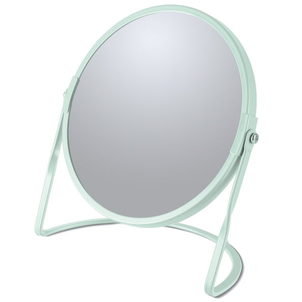 Specchio ingranditore da tavolo su base in acciaio modello Akira colore verde ghiaccio opaco