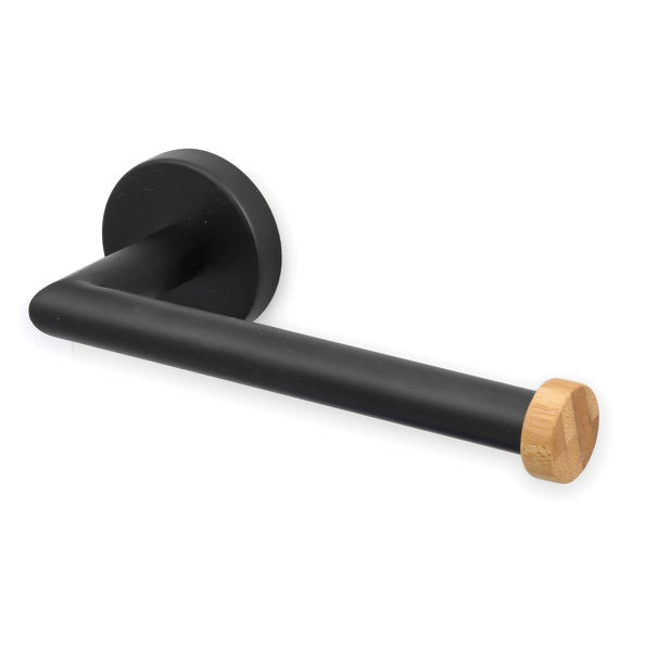 Portarotolo a parete modello Iana in Acciaio e BambÃ¹ - Nero Opaco