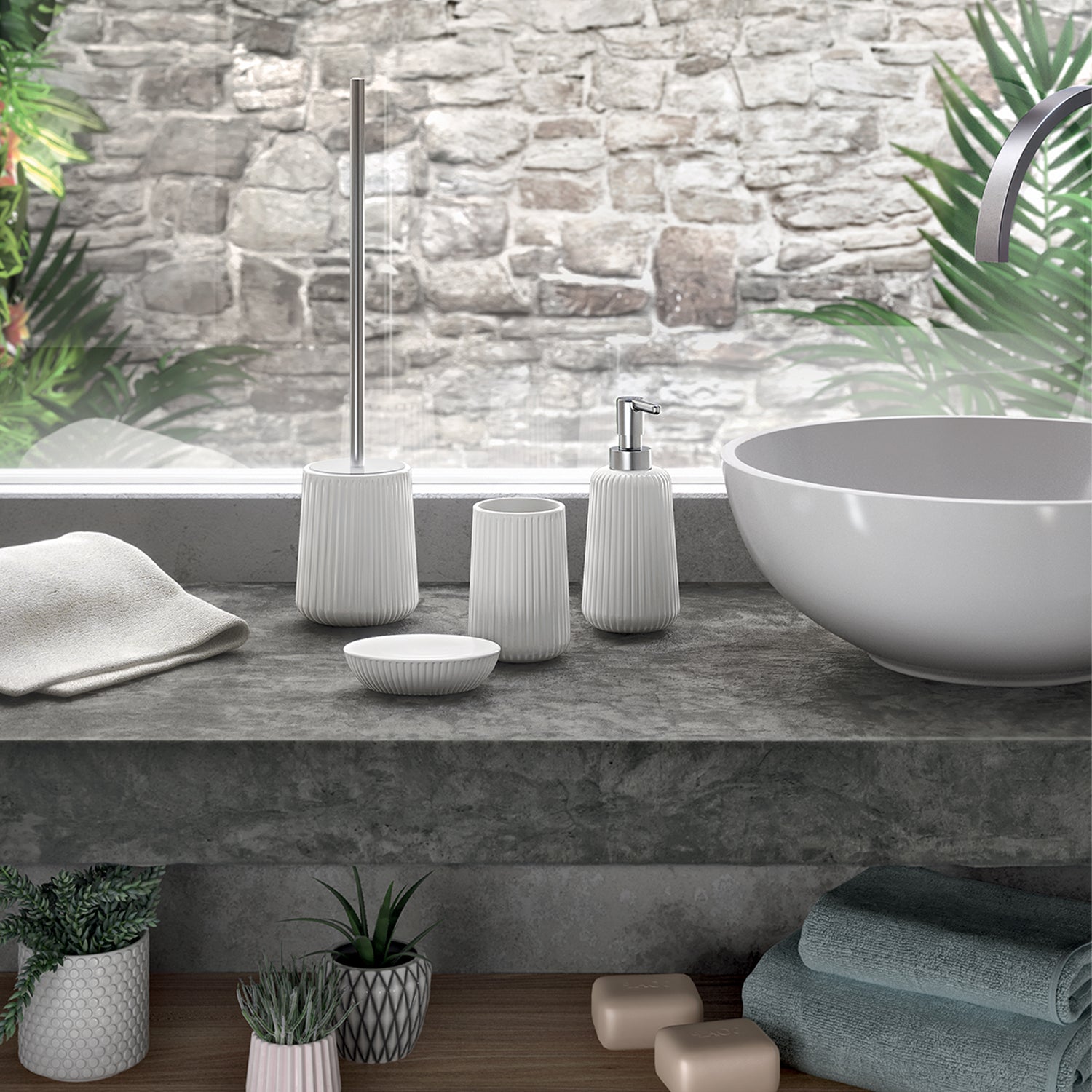 Dispenser sapone da appoggio in ceramica Gedy modello Marika - Bianco