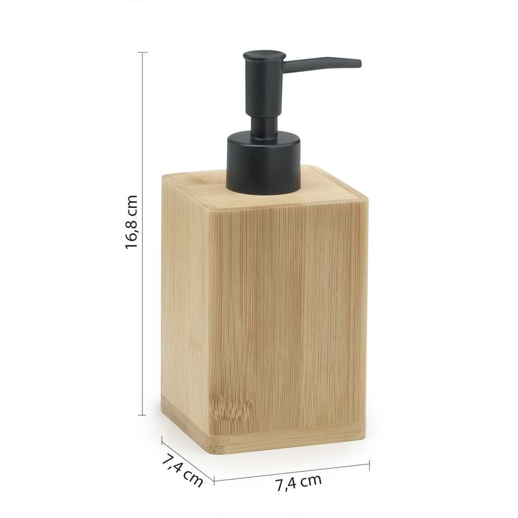 Dispenser sapone in bambÃ¹ con erogatore in plastica nero Gedy serie Bonnie - Naturale/Nero Matt