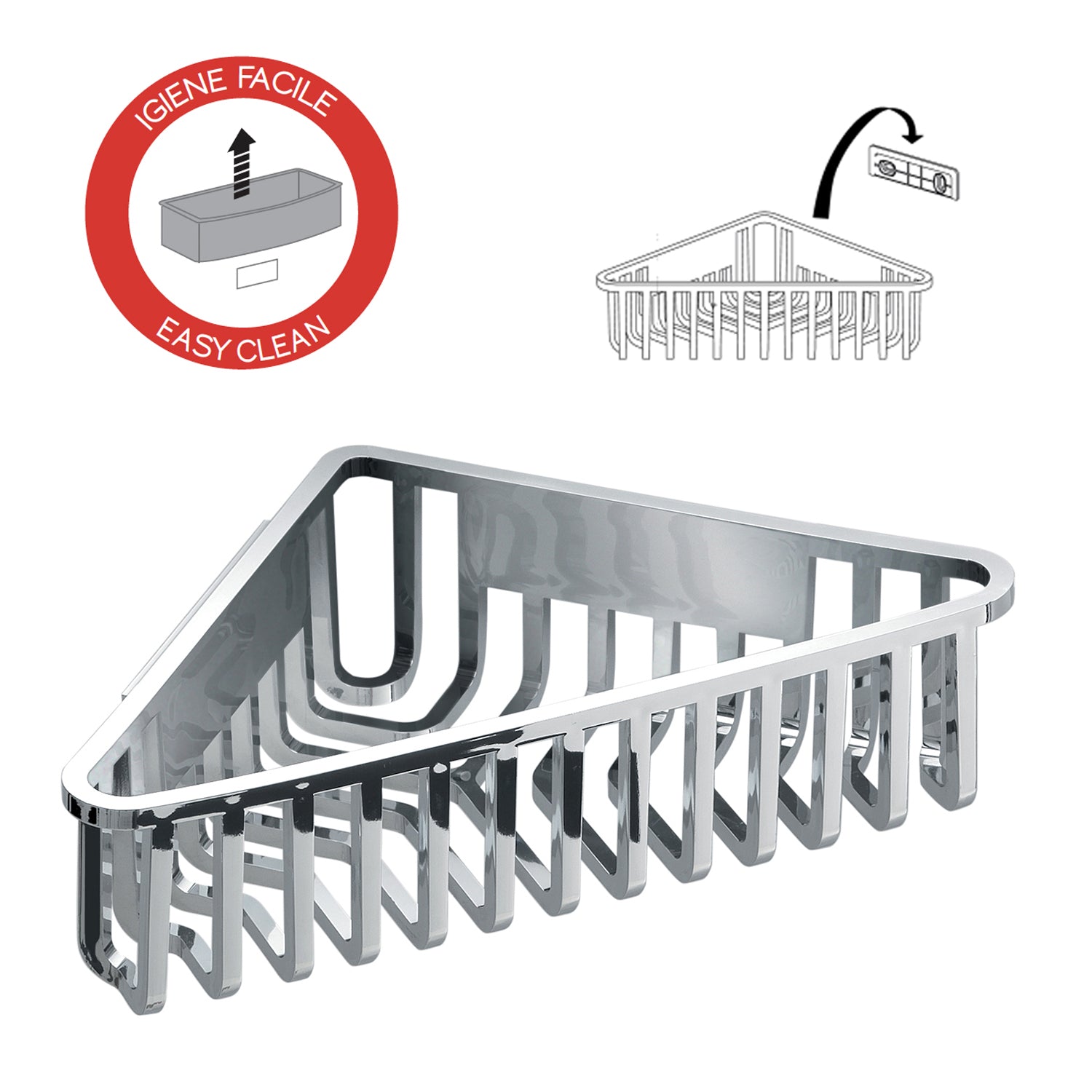 Portaoggetti doccia angolare modello Tiberio di Gedy - Cromato