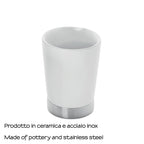 Portaspazzolini in ceramica e Acciaio Inox Gedy serie Petunia - Bianco