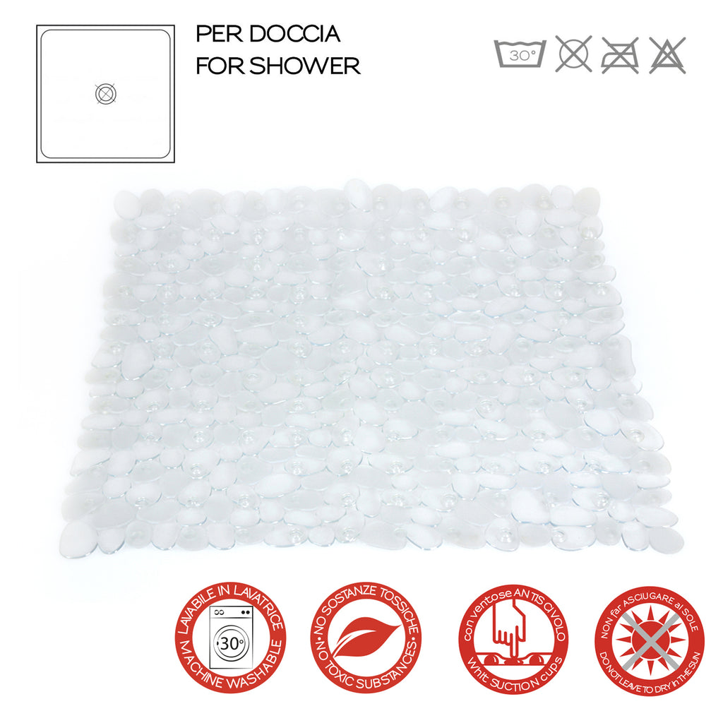 Tappeto antiscivolo doccia 54x54 modello River di Gedy - Trasparente