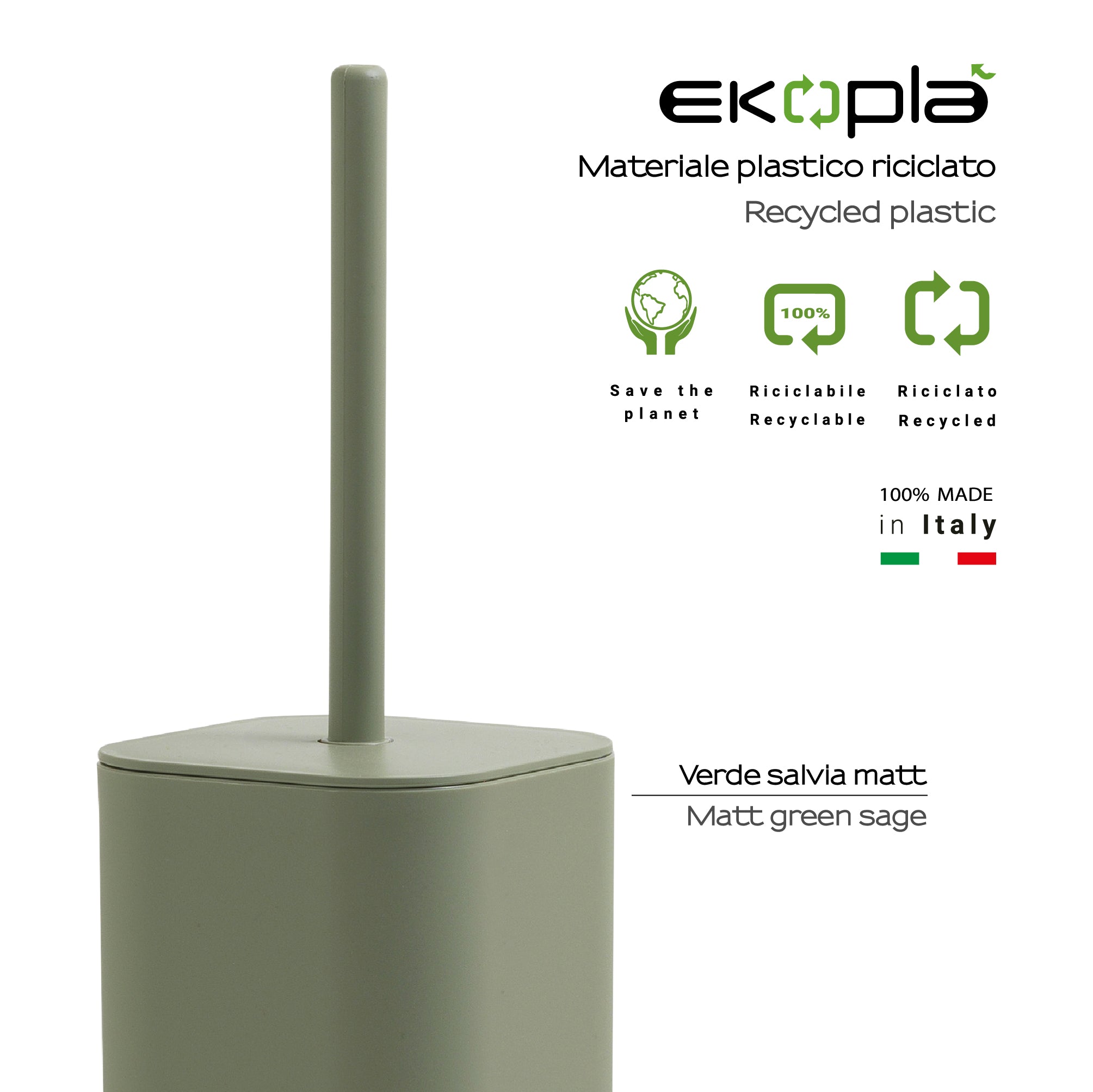Scopino da appoggio Seventy EkoplÃ  Gedy in materiale plastico riciclato - Verde Salvia Matt