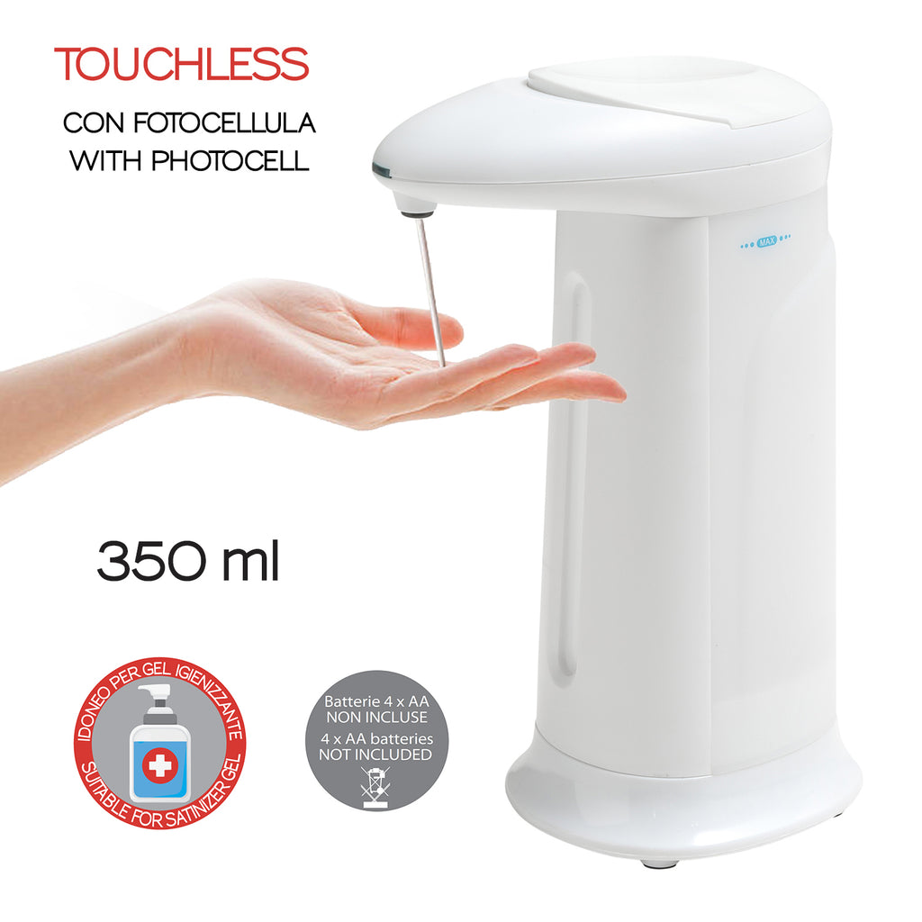 Distributore sapone/gel igienizzante di Gedy modello Oyster da 350 ml in ABS - Bianco