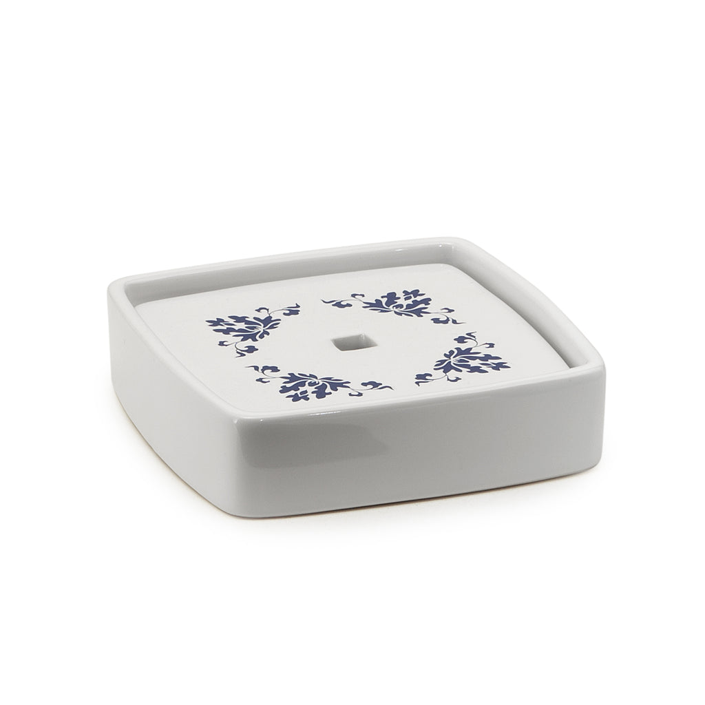 Portasapone in porcellana Gedy serie Cixi - Bianco/Blu