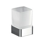 Portaspazzolini da appoggio con contenitore in Vetro satinato di Gedy serie Lounge - Cromato