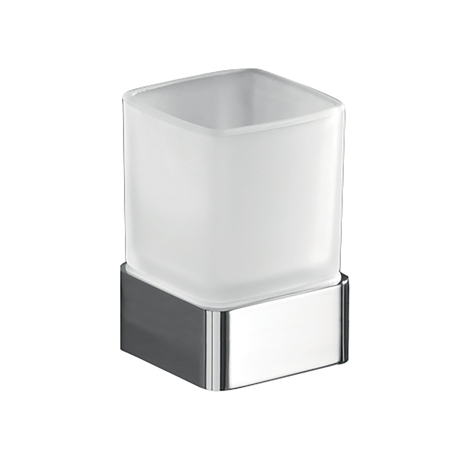 Portaspazzolini da appoggio con contenitore in Vetro satinato di Gedy serie Lounge - Cromato