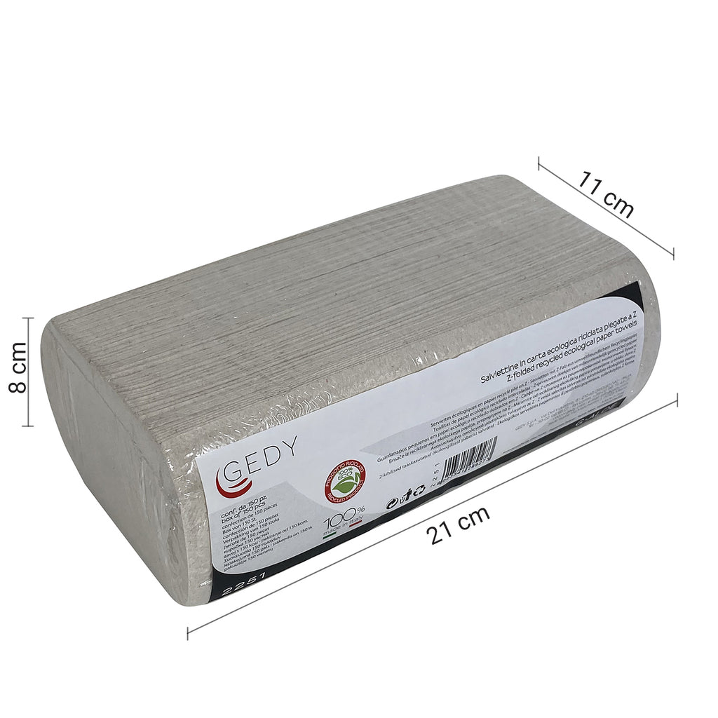 150 salviette in carta ecologica riciclata e piegate a "Z" modello Aloe di Gedy