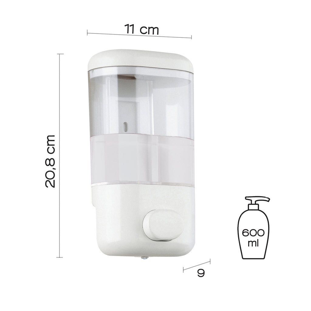 Distributore di sapone/Gel igienizzante modello Push Pro di Gedy da 600 ml - Bianco