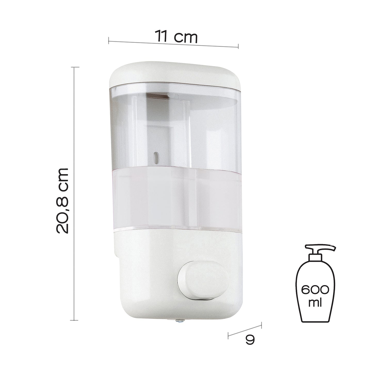 Distributore di sapone/Gel igienizzante modello Push Pro di Gedy da 600 ml - Bianco