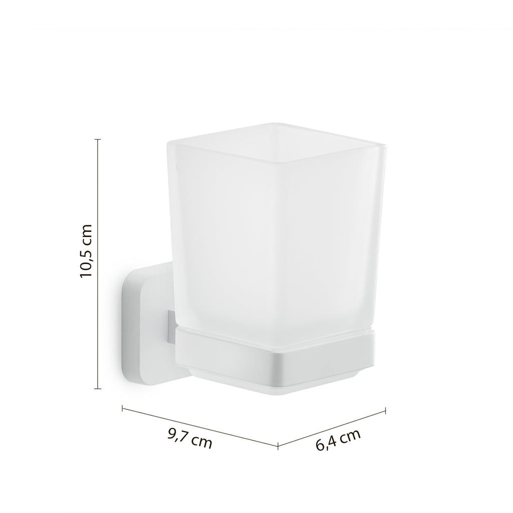 Portaspazzolini Gedy modello Tonga 6.4x9.7x10.5H - Bianco Matt