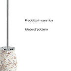 Scopino in ceramica e madreperla con ciuffo in setole Gedy serie Marina - Crema