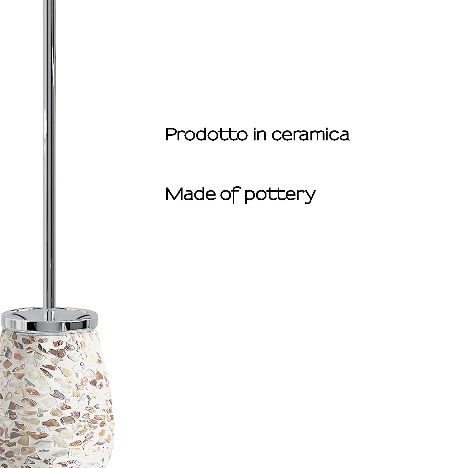 Scopino in ceramica e madreperla con ciuffo in setole Gedy serie Marina - Crema