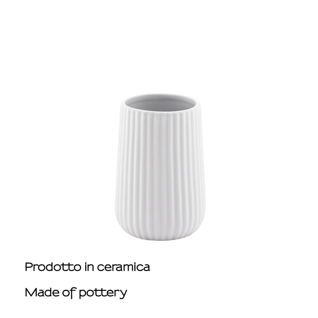 Portaspazzolini da appoggio in ceramica Gedy modello Marika - Bianco