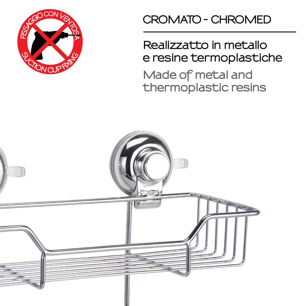 Portaoggetti doccia doppio in filo di Gedy serie Hot - Cromato