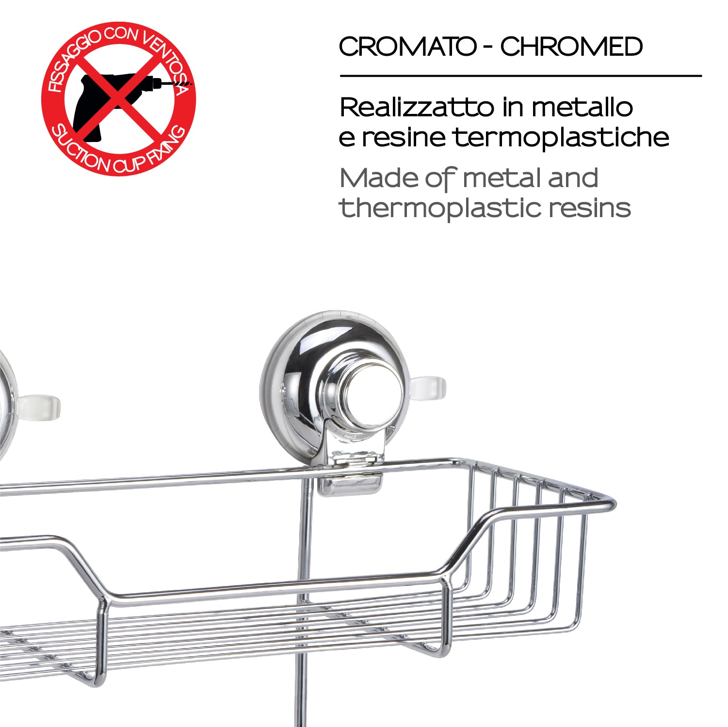 Portaoggetti doccia doppio in filo di Gedy serie Hot - Cromato