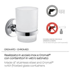 Portaspazzolini in Acciaio Inox e Cromall Gedy serie Felce - Cromato