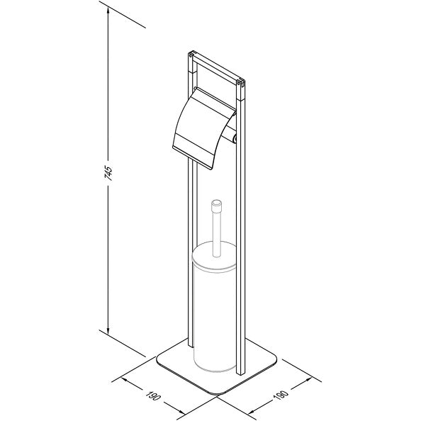 Piantana da bagno con porta rotolo carta igienica e scopino wc in bambÃ¹ e acciaio colore nero opaco