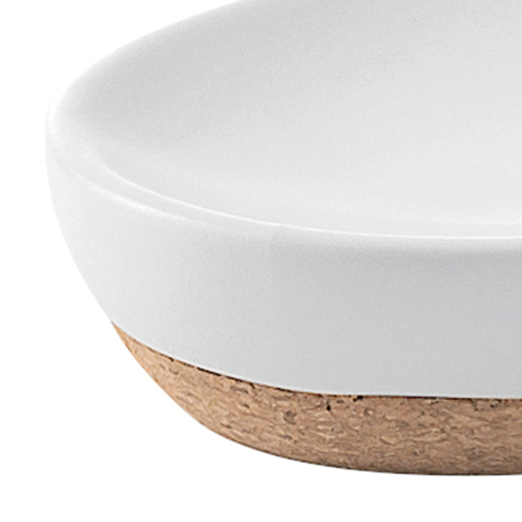 Portasapone in ceramica e sughero Gedy serie Ilary - Bianco