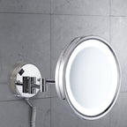 Specchio ingranditore Vincent 5X da muro con luce LED - Cromato