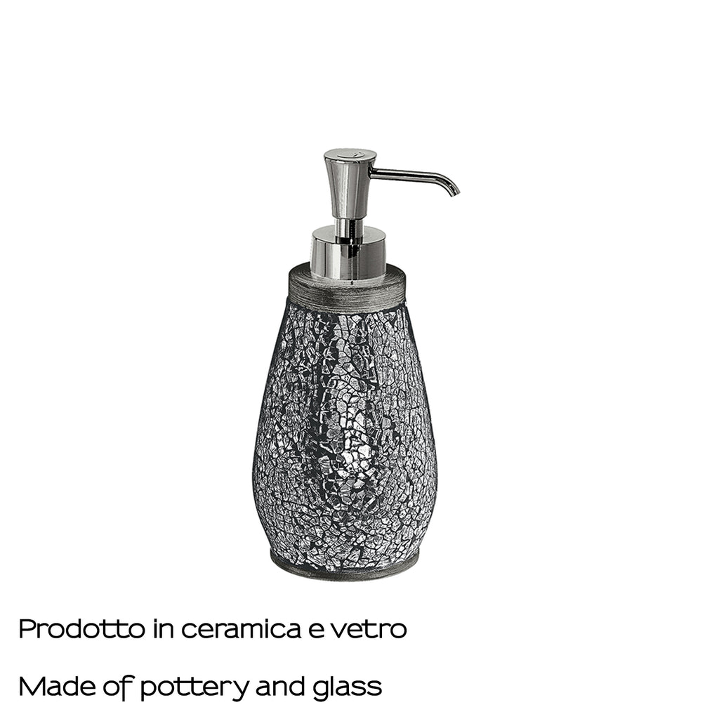 Dosasapone in ceramica e vetro con erogatore in plastica Gedy serie Myosotis - Argento